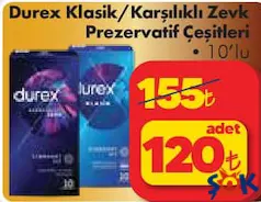 DUREX KLASİK/KARŞILIKLI ZEVK PREZERVATİF ÇEŞİTLERİ 10'LU fiyat ve kampanya bilgisi